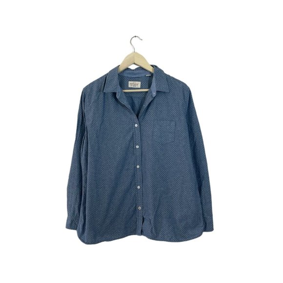 Weatherproof Tops - Weatherproof Vintage X-Large Button Shirt Chambray Polka Dot Long Sleeve